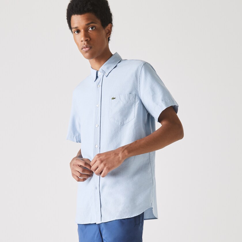 Camisas Lacoste Hombre Azules Claro Regular Fit Oxford Cotton UV1-71577U9