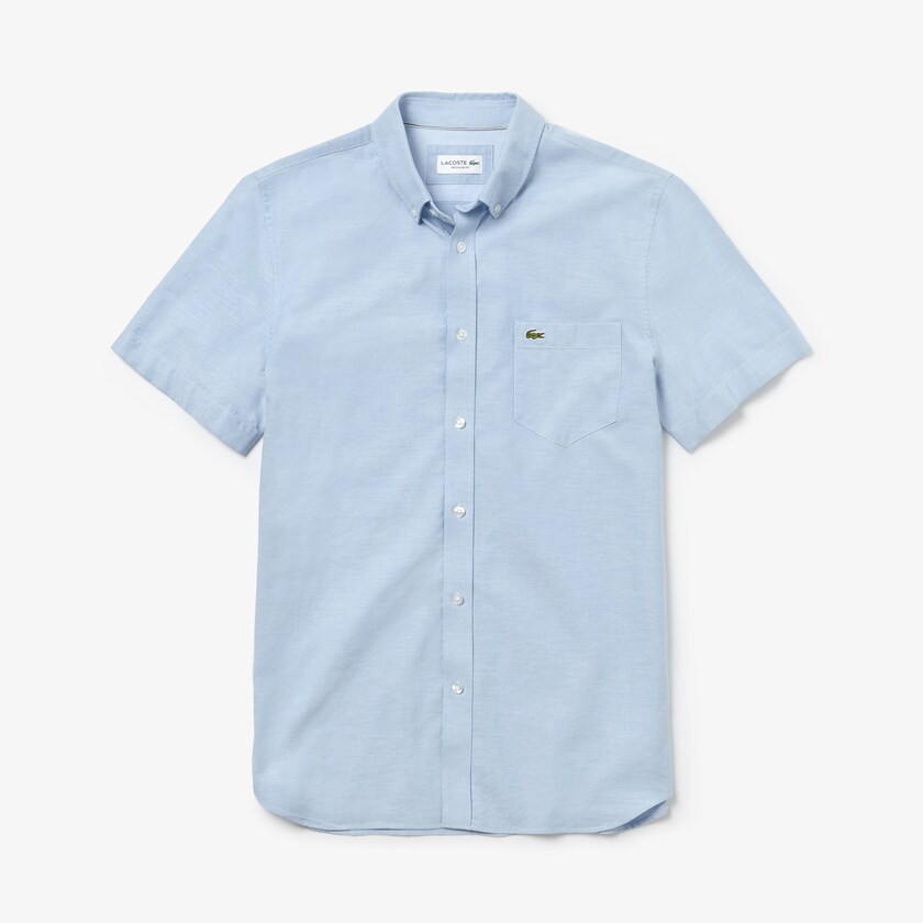 Camisas Lacoste Hombre Azules Claro Regular Fit Oxford Cotton UV1-71577U9