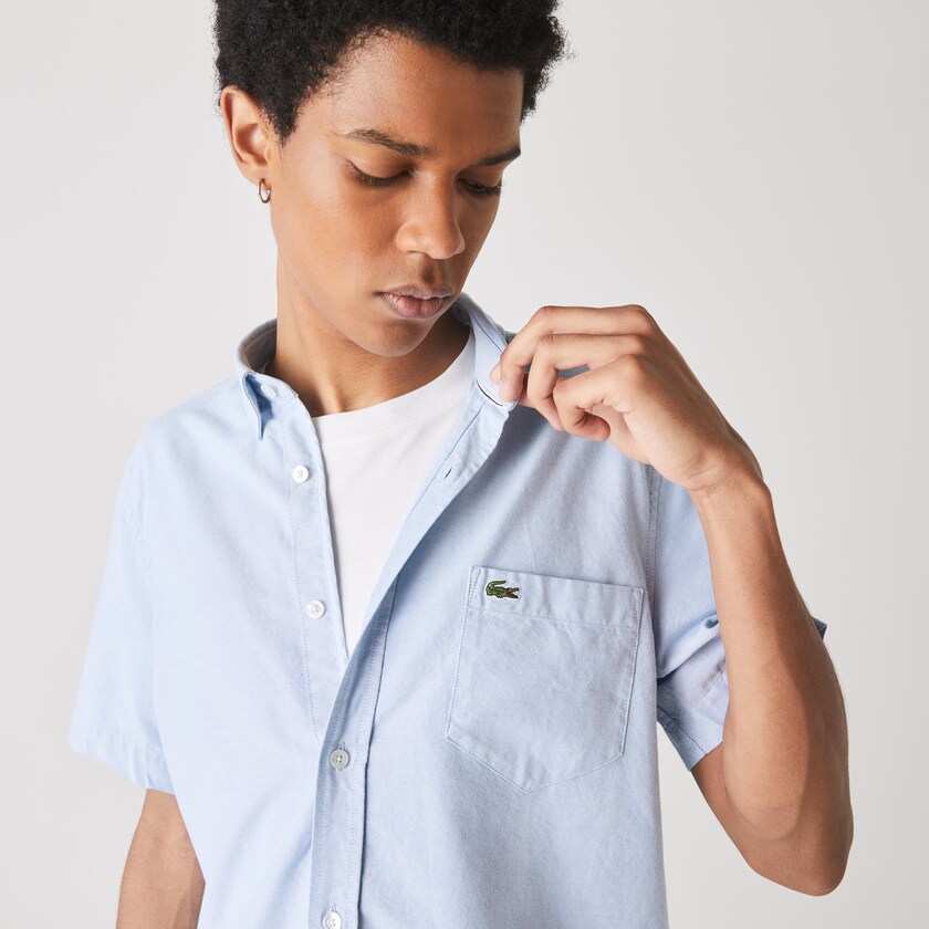 Camisas Lacoste Hombre Azules Claro Regular Fit Oxford Cotton UV1-71577U9