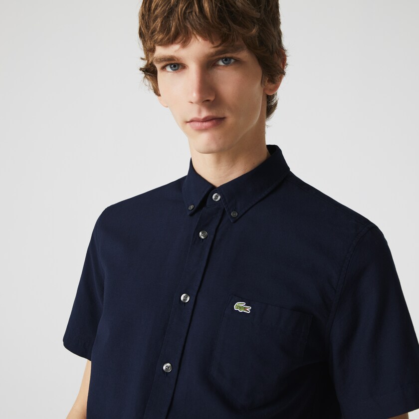 Camisas Lacoste Hombre Azul Marino Azules Regular Fit Oxford Cotton UX3-13591S5