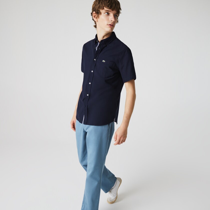 Camisas Lacoste Hombre Azul Marino Azules Regular Fit Oxford Cotton UX3-13591S5
