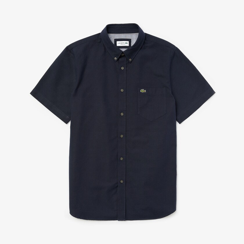 Camisas Lacoste Hombre Azul Marino Azules Regular Fit Oxford Cotton UX3-13591S5