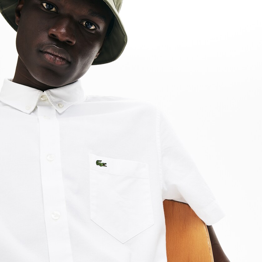 Camisas Lacoste Hombre Blancos Regular Fit Oxford Cotton EV9-09540E9