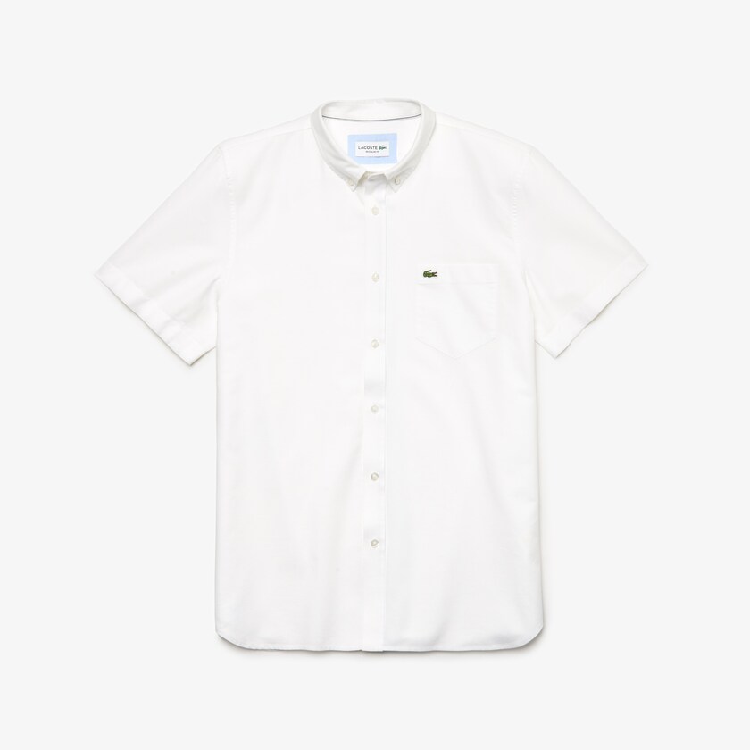 Camisas Lacoste Hombre Blancos Regular Fit Oxford Cotton EV9-09540E9