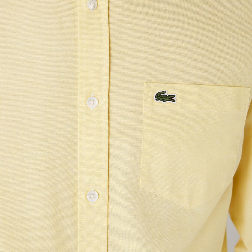 Camisas Lacoste Hombre Amarillos Regular Fit Oxford Cotton QS6-59885O8