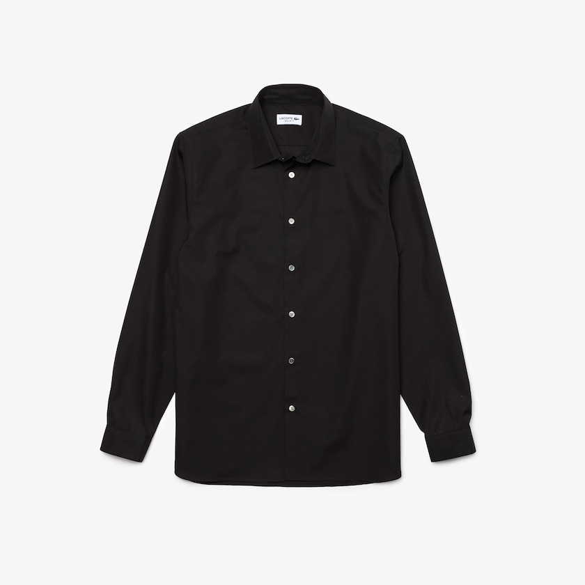 Camisas Lacoste Hombre Negros Regular Fit Premium Cotton Poplin XD0-76267J7