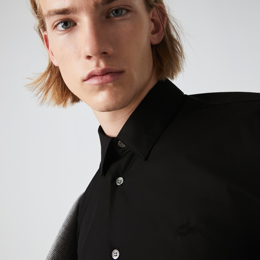 Camisas Lacoste Hombre Negros Regular Fit Premium Cotton Poplin XD0-76267J7