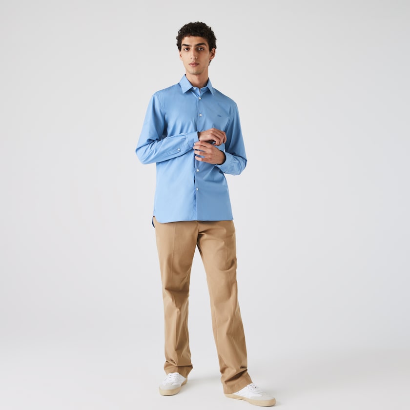 Camisas Lacoste Hombre Azules Claro Regular Fit Premium Cotton Poplin AC3-53775O0