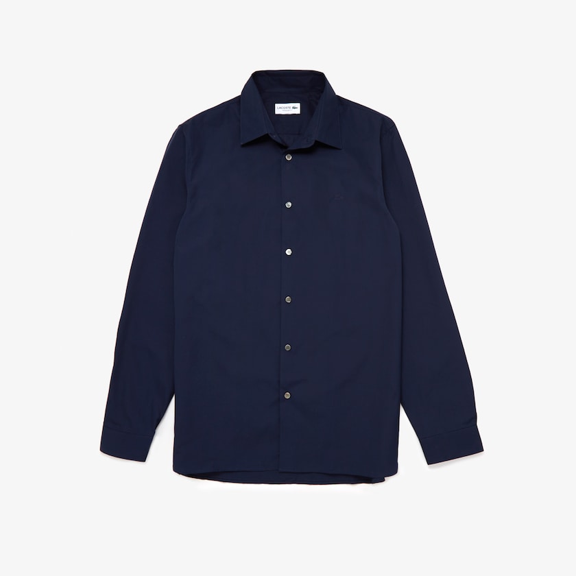 Camisas Lacoste Hombre Azul Marino Azules Regular Fit Premium Cotton Poplin DU7-59015U6