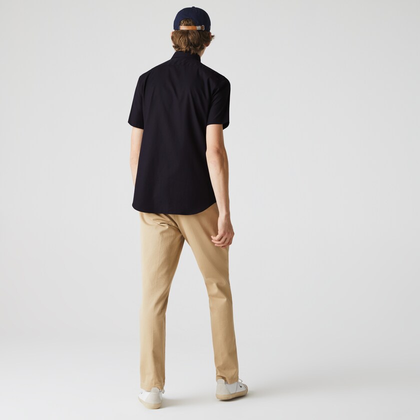 Camisas Lacoste Hombre Azul Marino Azules Regular Fit Textured Cotton Poplin MV4-41914G4