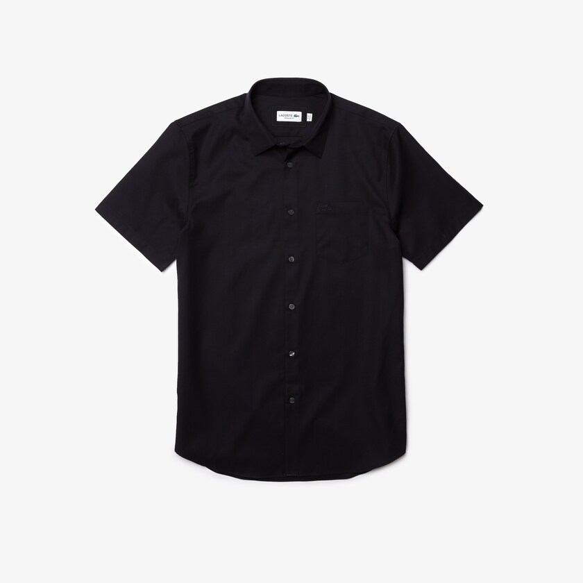 Camisas Lacoste Hombre Azul Marino Azules Regular Fit Textured Cotton Poplin MV4-41914G4