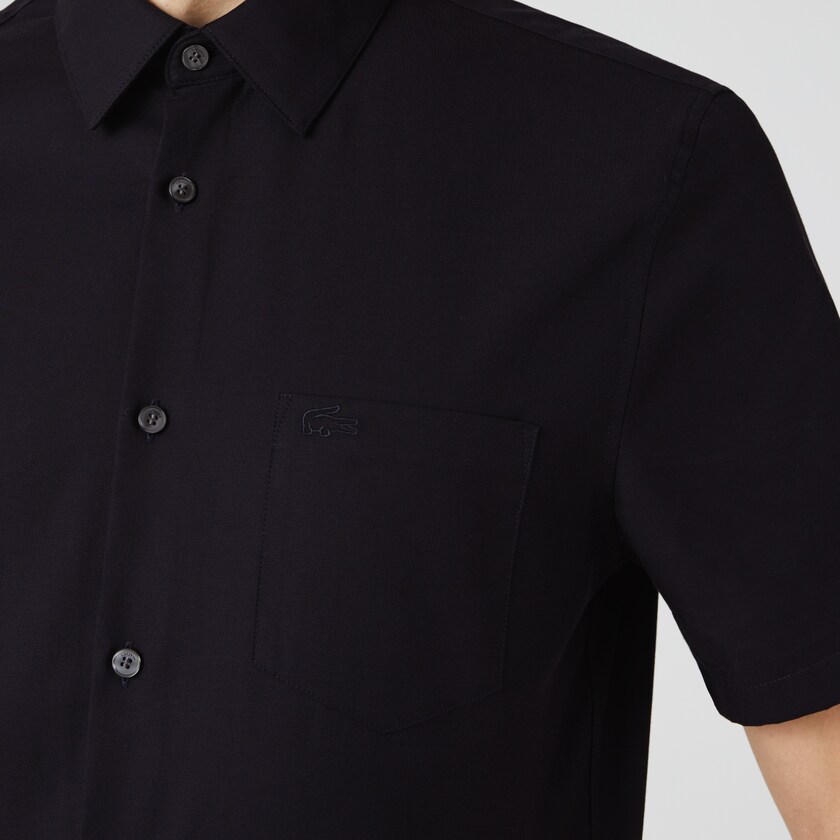 Camisas Lacoste Hombre Azul Marino Azules Regular Fit Textured Cotton Poplin MV4-41914G4