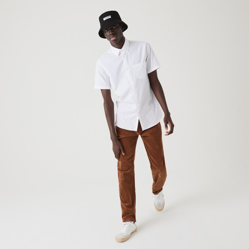 Camisas Lacoste Hombre Blancos Regular Fit Textured Cotton Poplin ZI1-28242Z8