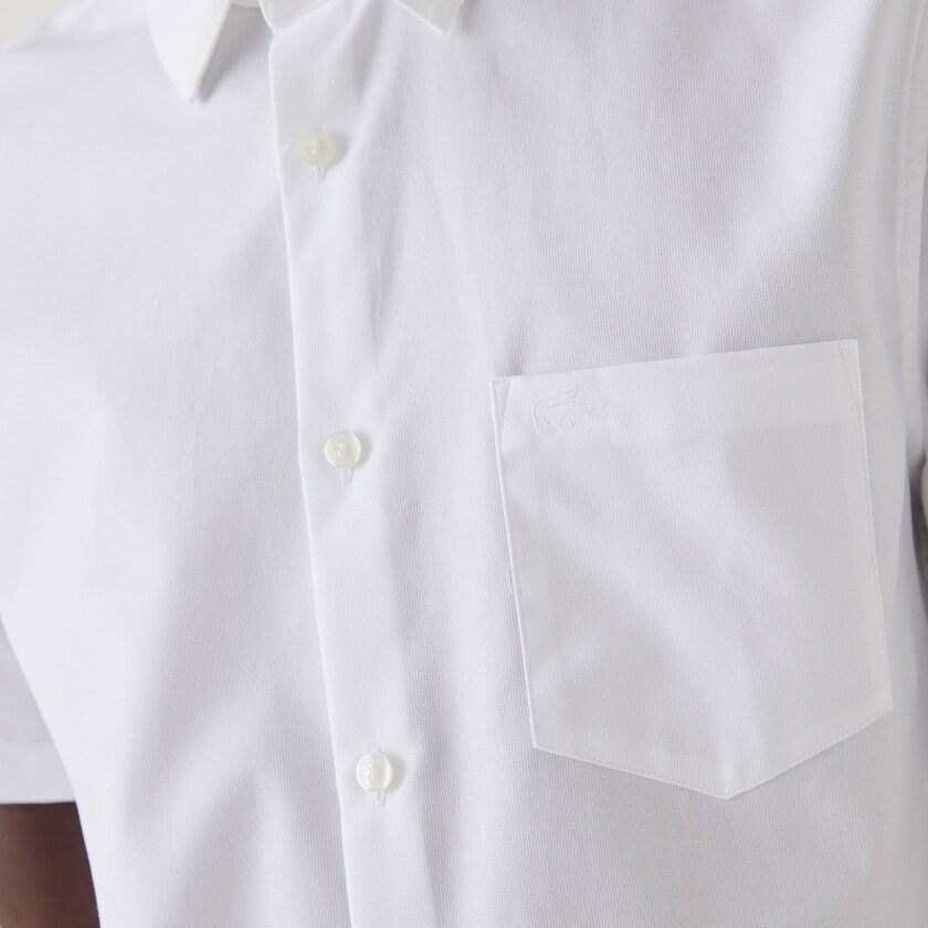 Camisas Lacoste Hombre Blancos Regular Fit Textured Cotton Poplin ZI1-28242Z8