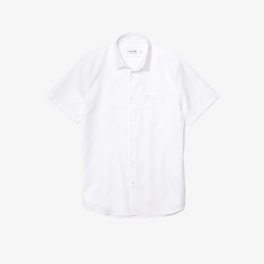 Camisas Lacoste Hombre Blancos Regular Fit Textured Cotton Poplin ZI1-28242Z8
