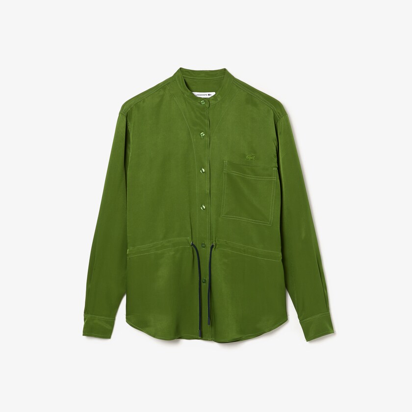 Camisas Lacoste Relaxed Fit Adjustable Waist Flowy Mao Collar Mujer Verdes | TW2-77387I2