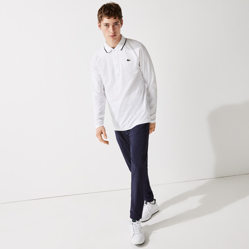 Camisas Lacoste SPORT Breathable Golf Polo Hombre Blancos Azul Marino Azules | ZC5-80858B3
