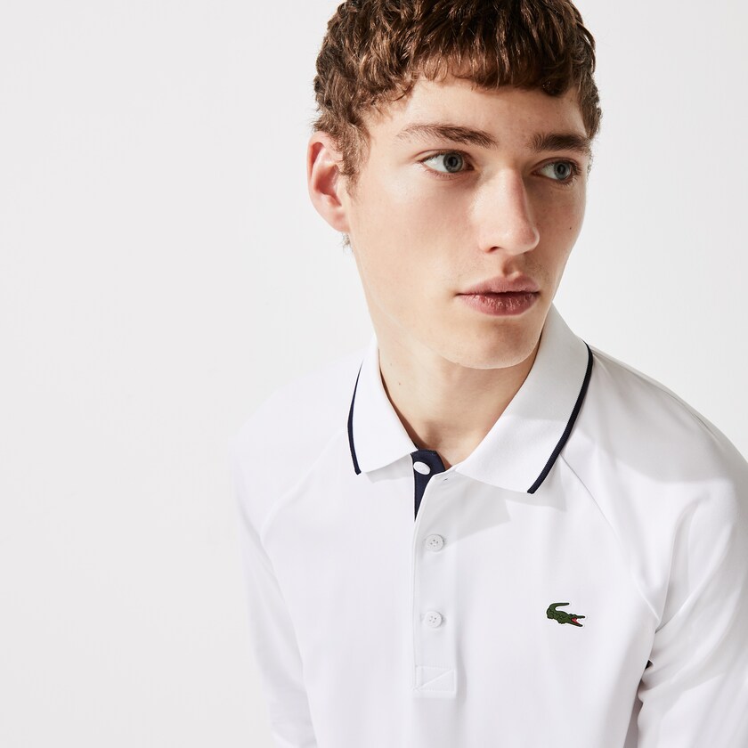 Camisas Lacoste SPORT Breathable Golf Polo Hombre Blancos Azul Marino Azules | ZC5-80858B3