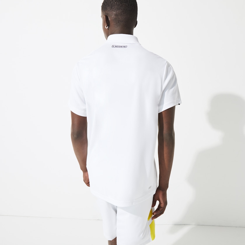 Camisas Lacoste SPORT Breathable Piqué Tennis Polo Hombre Blancos Amarillos Azul Marino Azules | XX3-90949L6