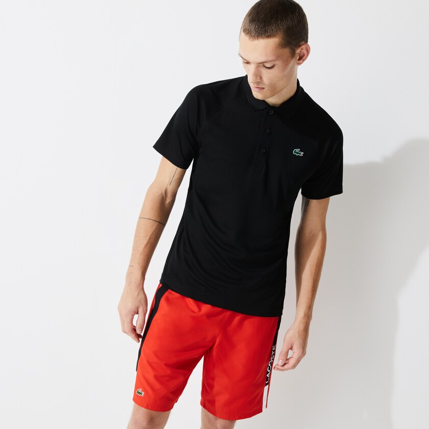 Camisas Lacoste SPORT Breathable Run-Resistant Interlock Polo Hombre Negros | FM8-08550K3
