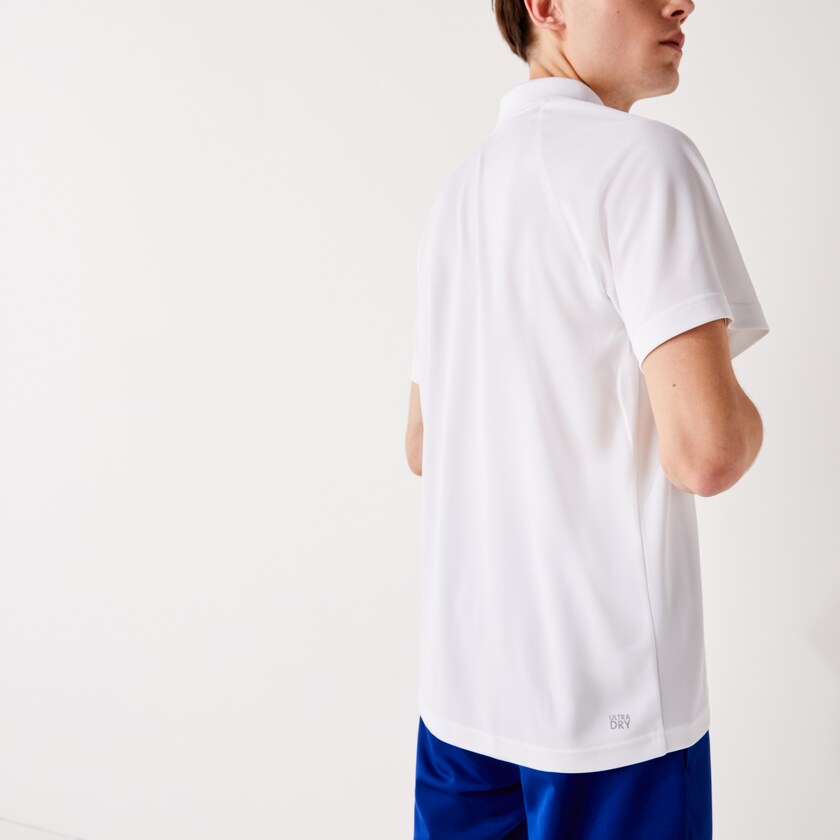 Camisas Lacoste SPORT Breathable Run-Resistant Interlock Polo Hombre Blancos | DB1-42554H6