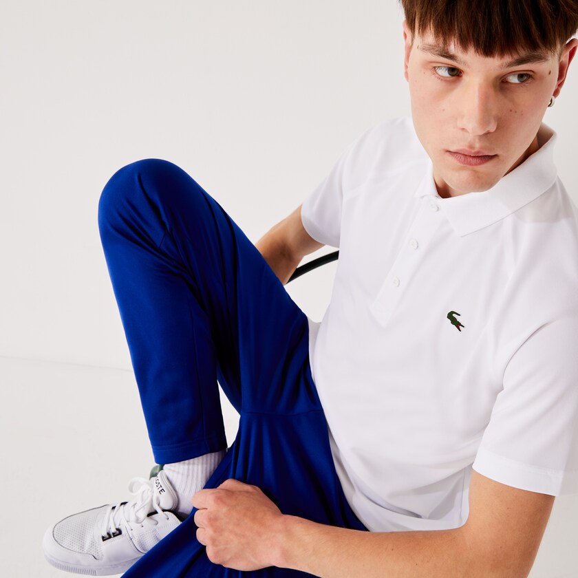 Camisas Lacoste SPORT Breathable Run-Resistant Interlock Polo Hombre Blancos | DB1-42554H6