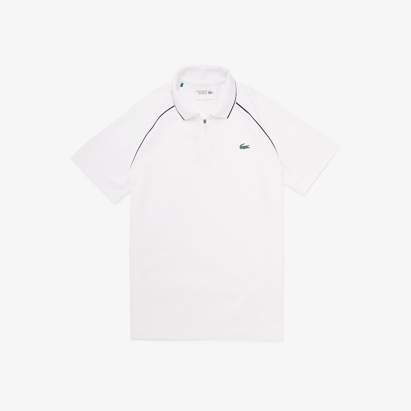 Camisas Lacoste SPORT Breathable Zippered Golf Polo Hombre Blancos Azul Marino Azules | HV0-00070A4