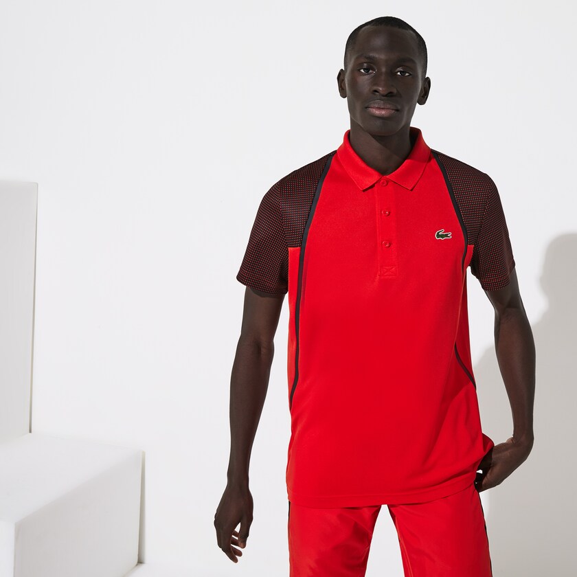 Camisas Lacoste SPORT Mesh Sleeved Breathable Tennis Polo Hombre Rojos Blancos Negros | RJ2-23672O8