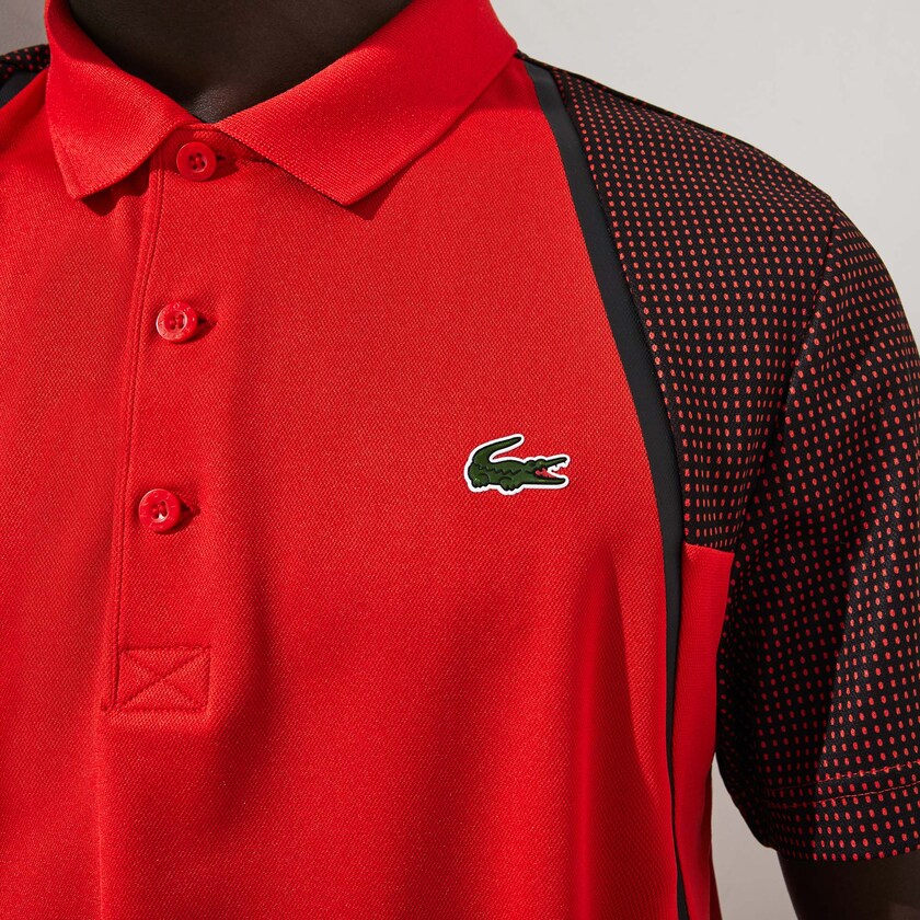 Camisas Lacoste SPORT Mesh Sleeved Breathable Tennis Polo Hombre Rojos Blancos Negros | RJ2-23672O8