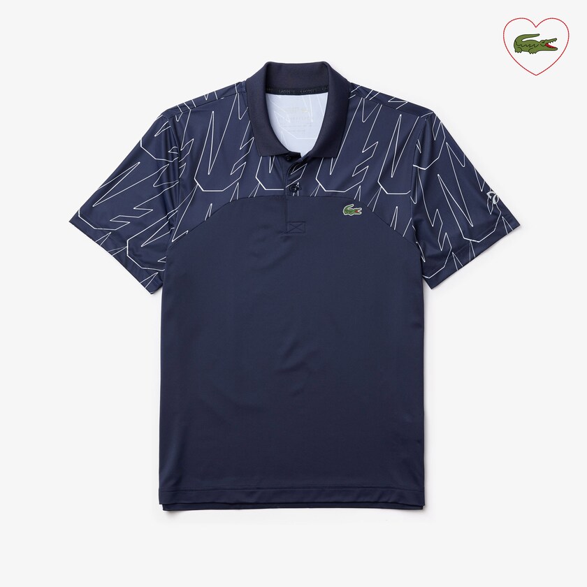 Camisas Lacoste SPORT Novak Djokovic Breathable Ultra-Light Polo Hombre Azul Marino Azules Blancos | LT8-00700S9
