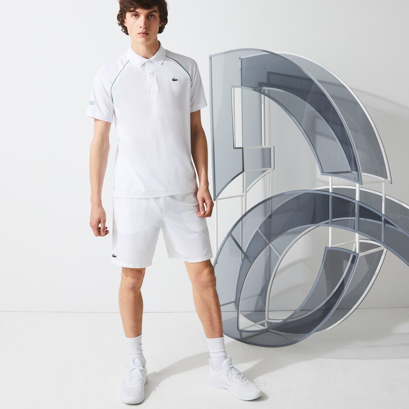 Camisas Lacoste SPORT Novak Djokovic Breathable Ultra-Light Polo Hombre Blancos Verdes | JL5-03770J8