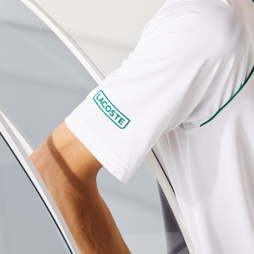 Camisas Lacoste SPORT Novak Djokovic Breathable Ultra-Light Polo Hombre Blancos Verdes | JL5-03770J8