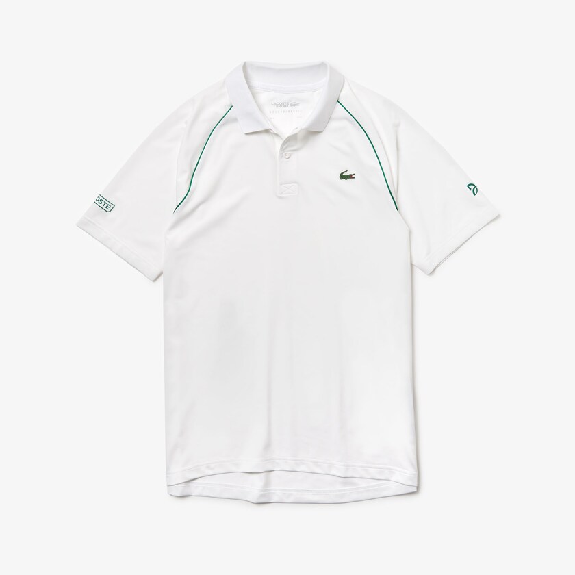 Camisas Lacoste SPORT Novak Djokovic Breathable Ultra-Light Polo Hombre Blancos Verdes | JL5-03770J8
