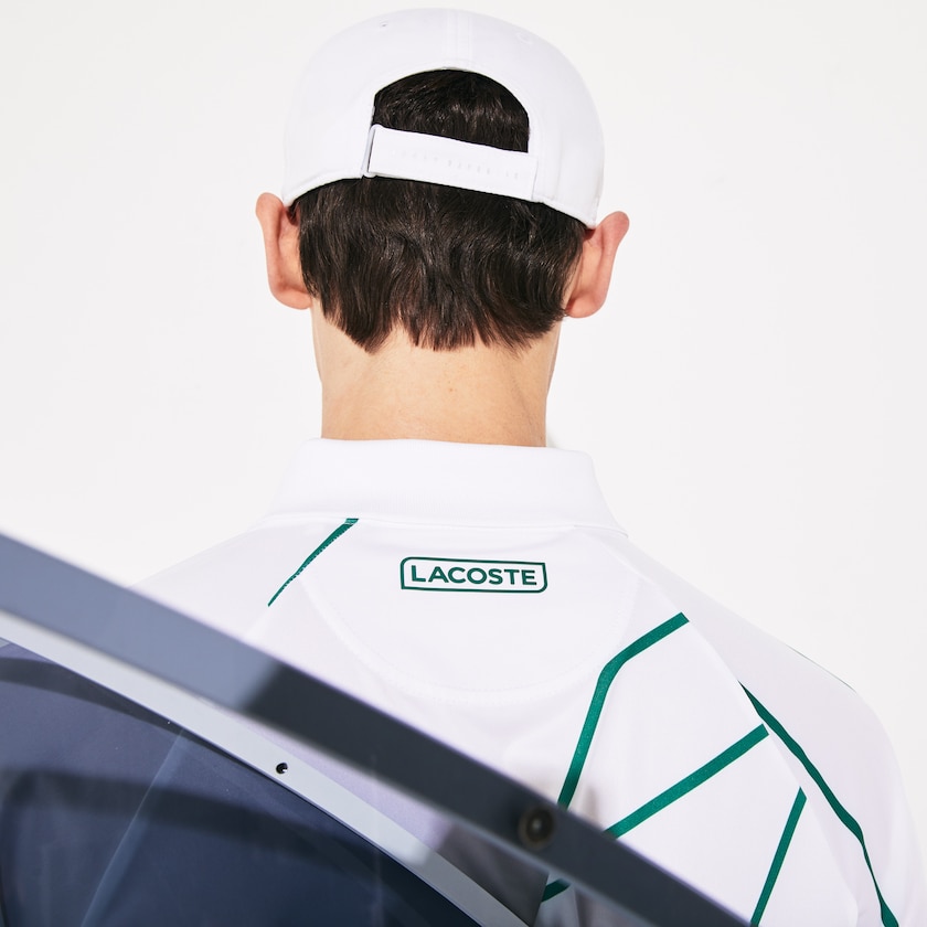 Camisas Lacoste SPORT Novak Djokovic Printed Breathable Polo Hombre Blancos Verdes | CY8-65776Q6