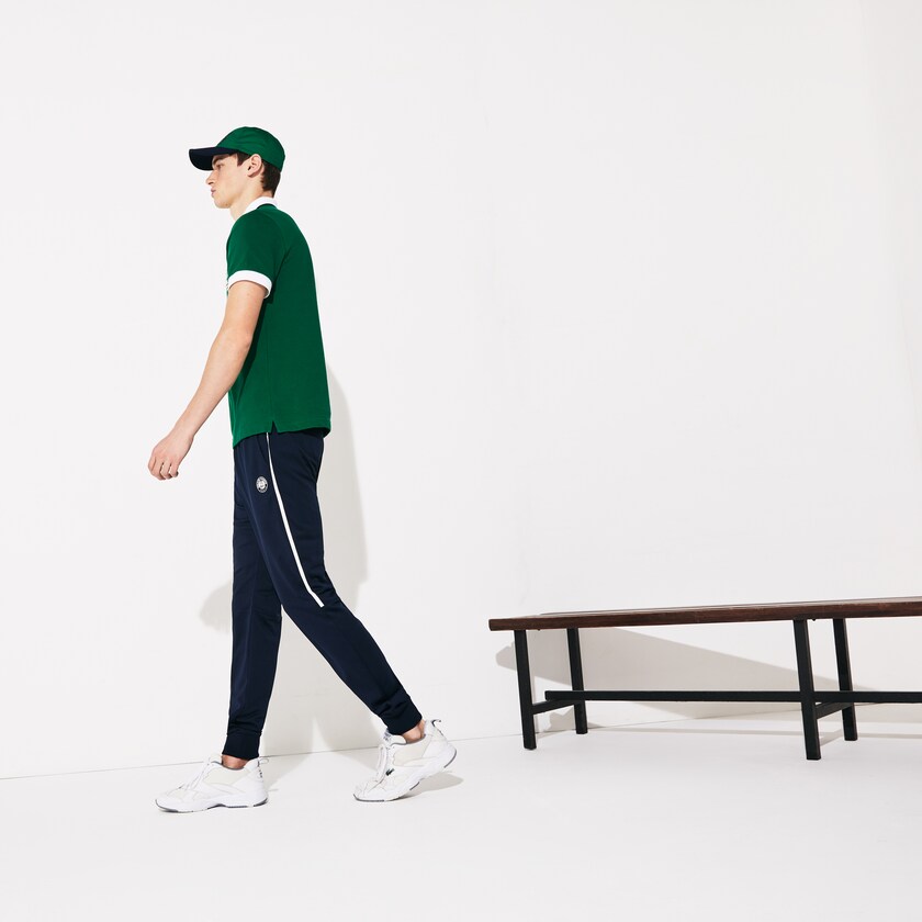 Camisas Lacoste SPORT Roland Garros Plant-Print Cotton Polo Hombre Verdes Blancos Azul Marino Azules | CO8-82058E9