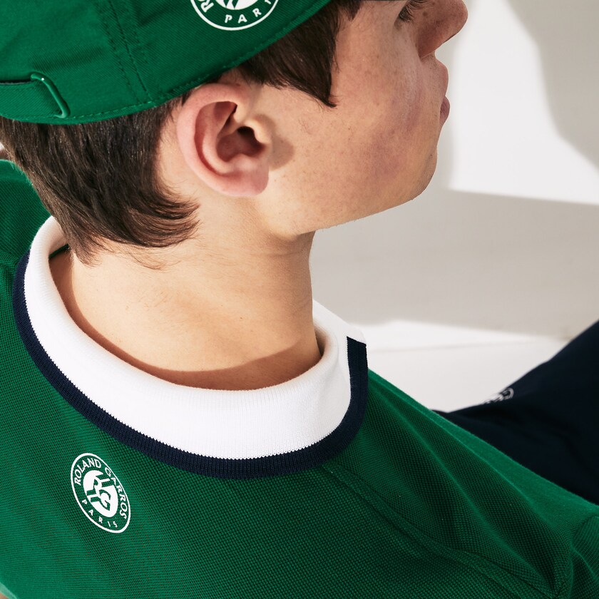 Camisas Lacoste SPORT Roland Garros Plant-Print Cotton Polo Hombre Verdes Blancos Azul Marino Azules | CO8-82058E9