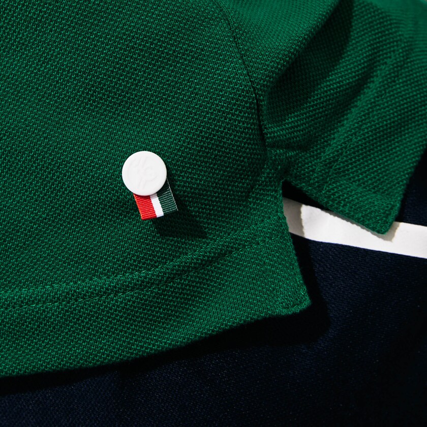 Camisas Lacoste SPORT Roland Garros Plant-Print Cotton Polo Hombre Verdes Blancos Azul Marino Azules | CO8-82058E9
