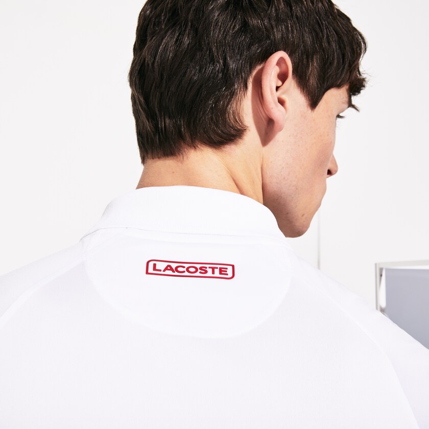 Camisas Lacoste SPORT Roland Garros x Novak Djokovic Polo Hombre Blancos Rojos | UA4-42554L3