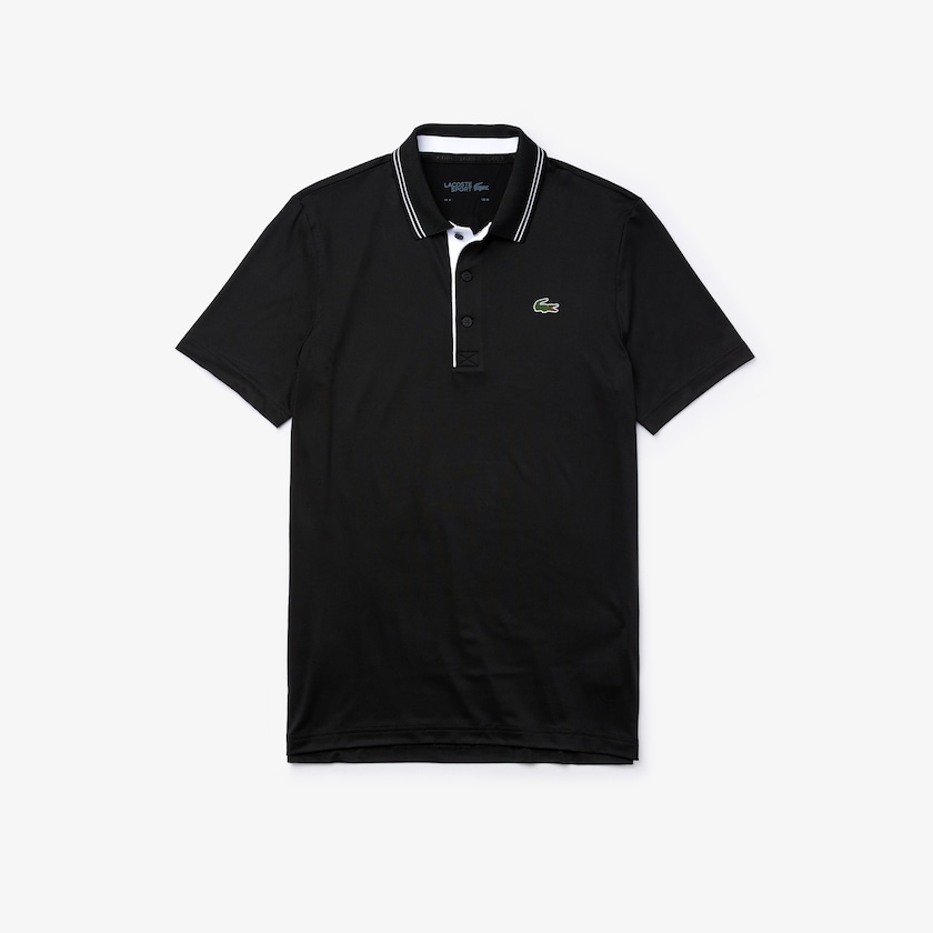 Camisas Lacoste Hombre Negros Blancos SPORT Signature Breathable Golf Polo FJ7-88278I7
