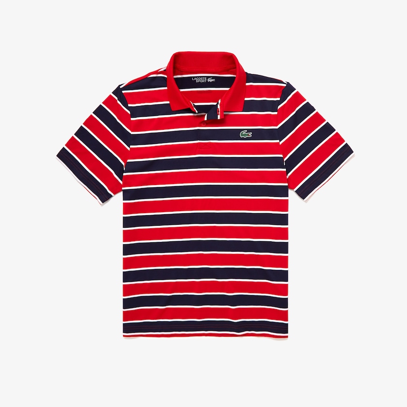 Camisas Lacoste SPORT Striped Breathable Golf Polo Hombre Rojos Azul Marino Azules Blancos | XY1-40444S5