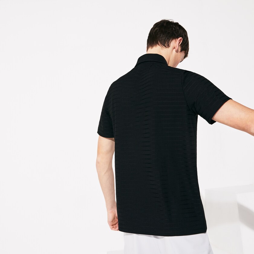 Camisas Lacoste SPORT Textured Breathable Golf Polo Hombre Negros | AN2-97069D1