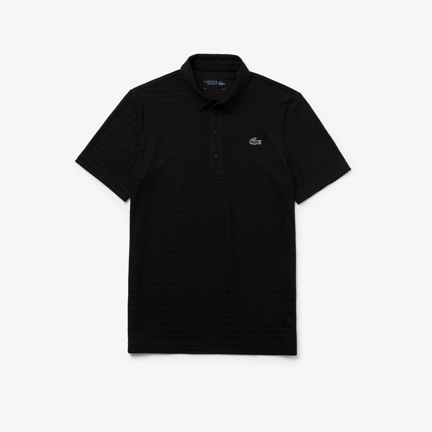 Camisas Lacoste SPORT Textured Breathable Golf Polo Hombre Negros | AN2-97069D1
