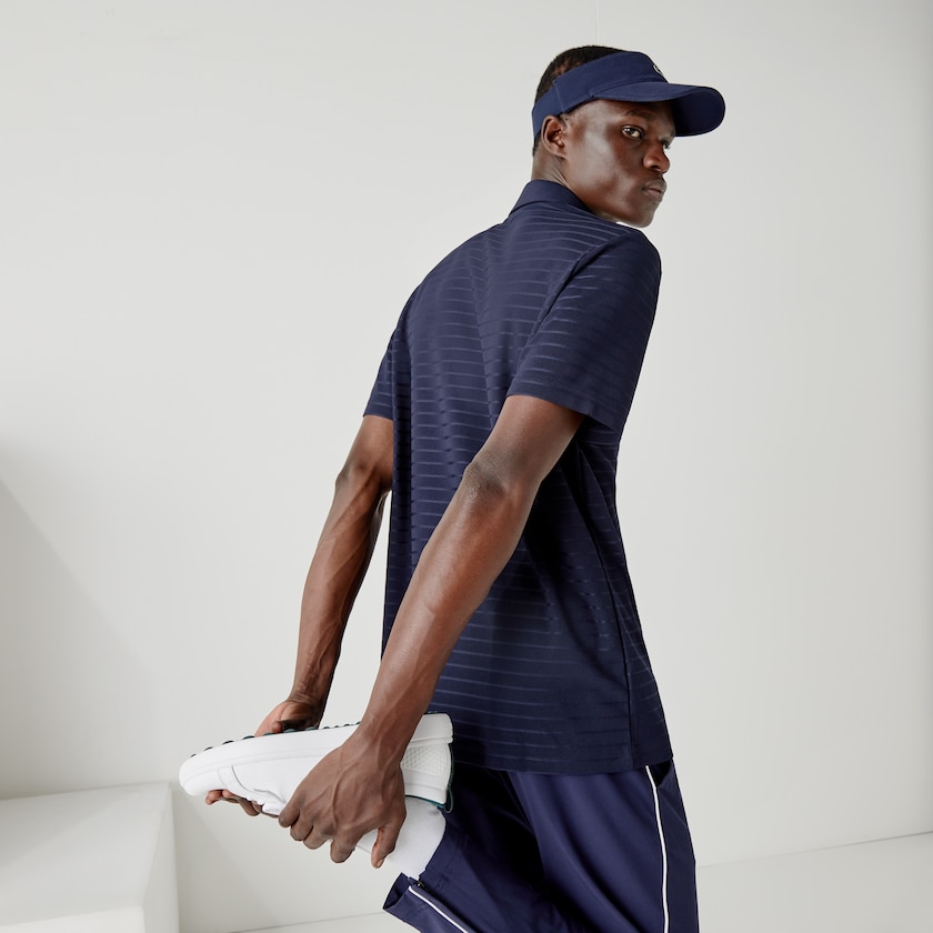 Camisas Lacoste SPORT Textured Breathable Golf Polo Hombre Azul Marino Azules | ZO5-14631Y0