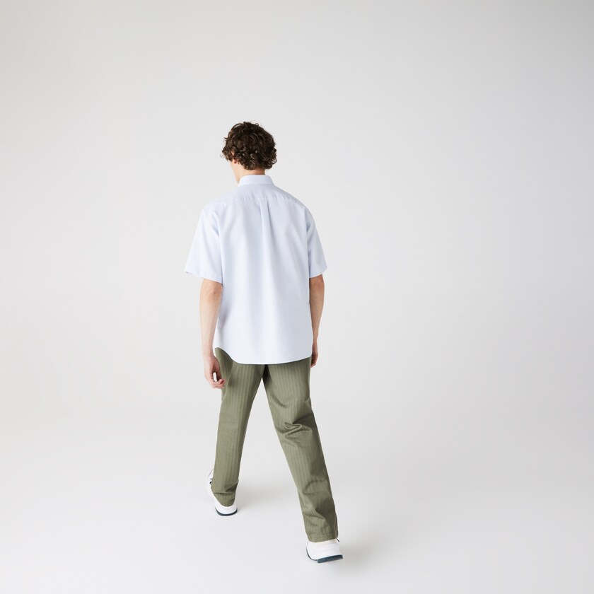 Camisas Lacoste Hombre Azules Claro Blancos Short-Sleeved Lightweight Cotton LK7-78647F4