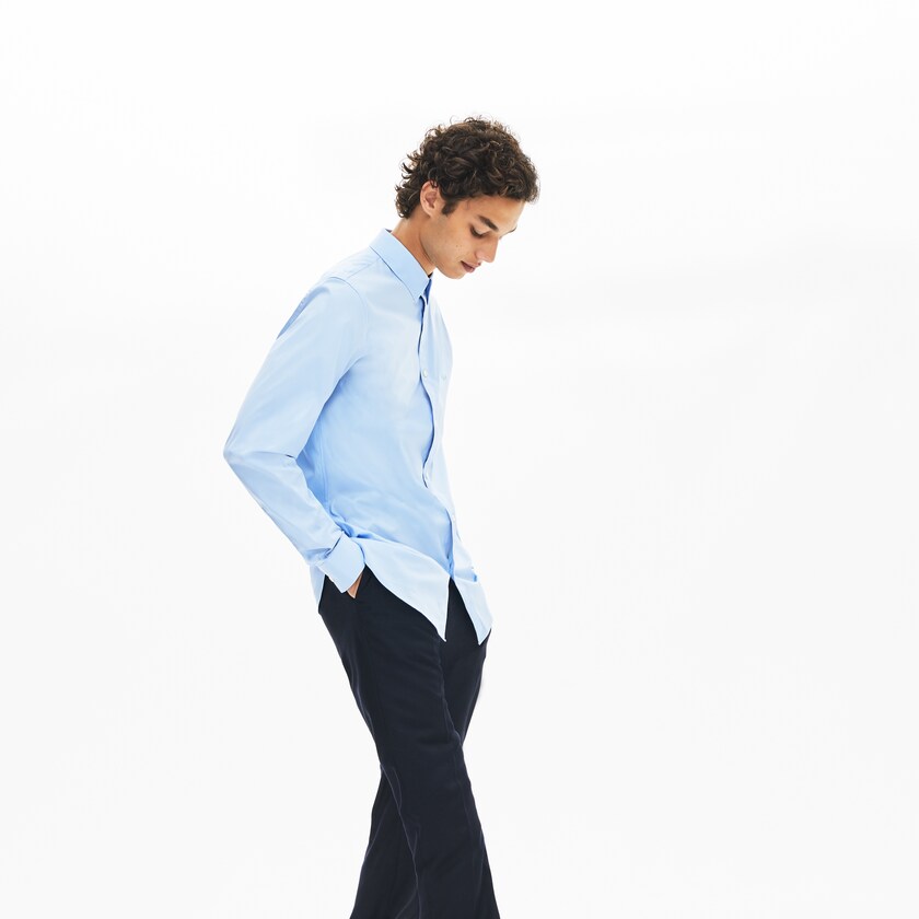 Camisas Lacoste Hombre Azules Claro Slim-Fit Stretch Cotton Poplin SD9-30573W8