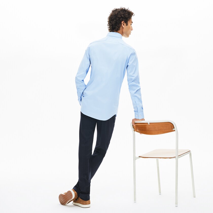 Camisas Lacoste Hombre Azules Claro Slim-Fit Stretch Cotton Poplin SD9-30573W8