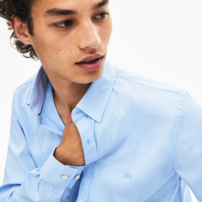 Camisas Lacoste Hombre Azules Claro Slim-Fit Stretch Cotton Poplin SD9-30573W8