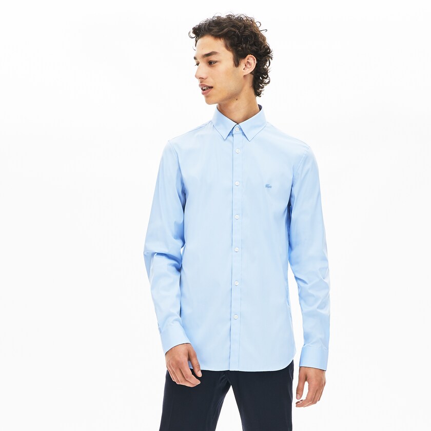 Camisas Lacoste Hombre Azules Claro Slim-Fit Stretch Cotton Poplin SD9-30573W8