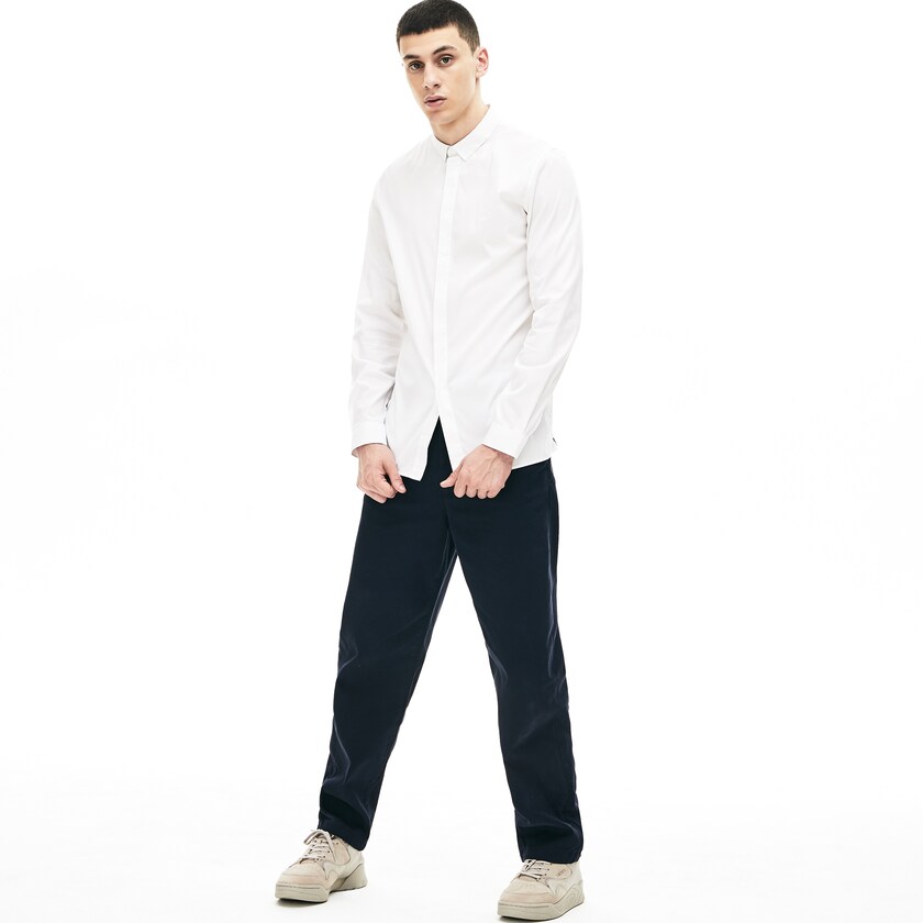 Camisas Lacoste Hombre Blancos Slim-Fit Stretch Poplin and Jersey UT0-23092R3