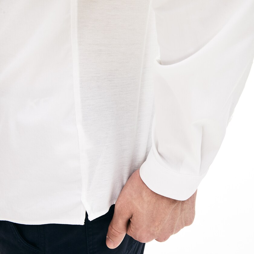 Camisas Lacoste Hombre Blancos Slim-Fit Stretch Poplin and Jersey UT0-23092R3
